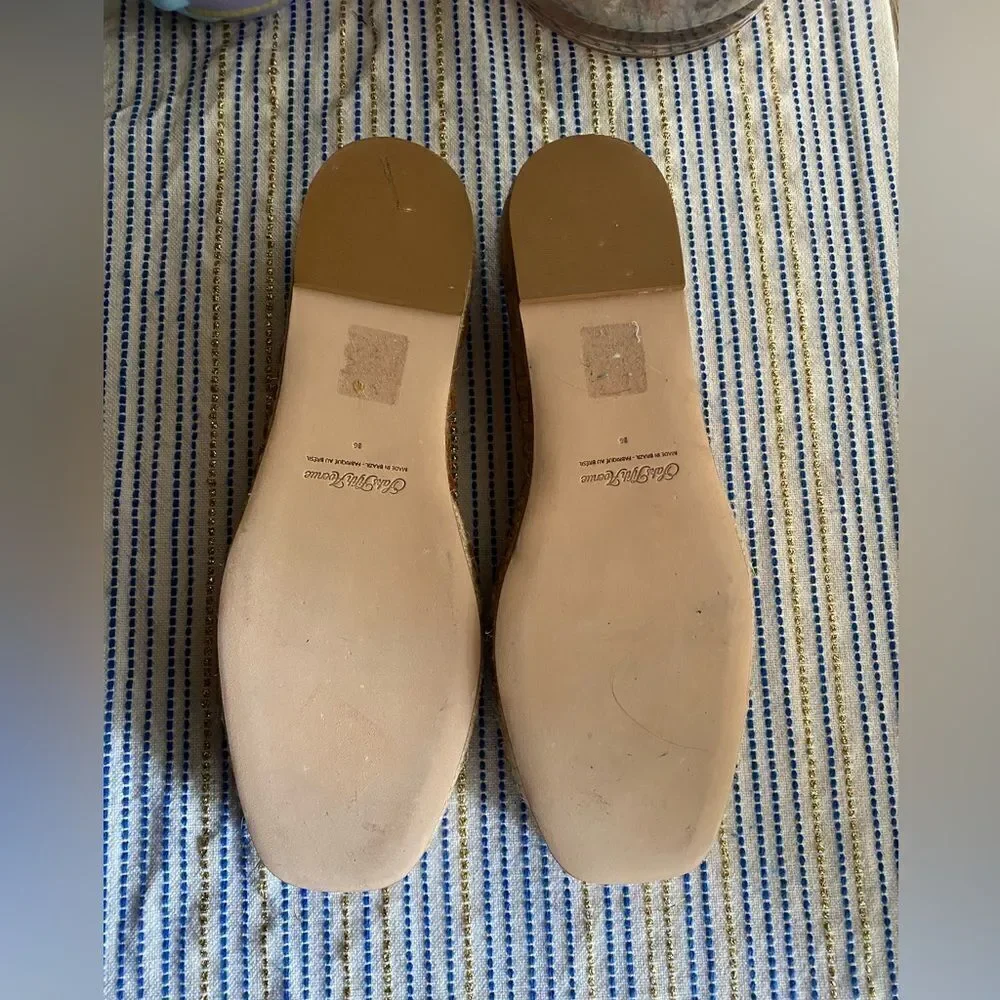 Saks fifth Avenue Shoes Womens size 6  Espadrille Brown Leather Flat NEW